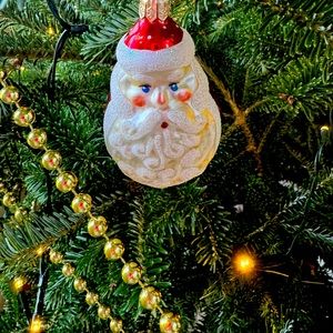 Santa, glass, vintage.